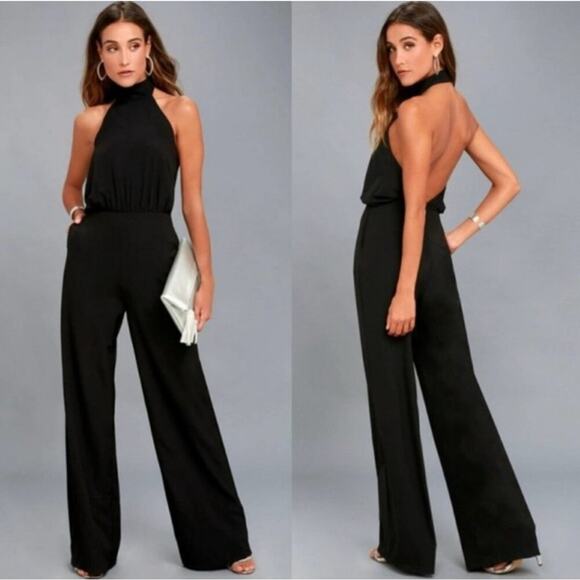 Lulus Pants - Wide Leg Halter Jumpsuit